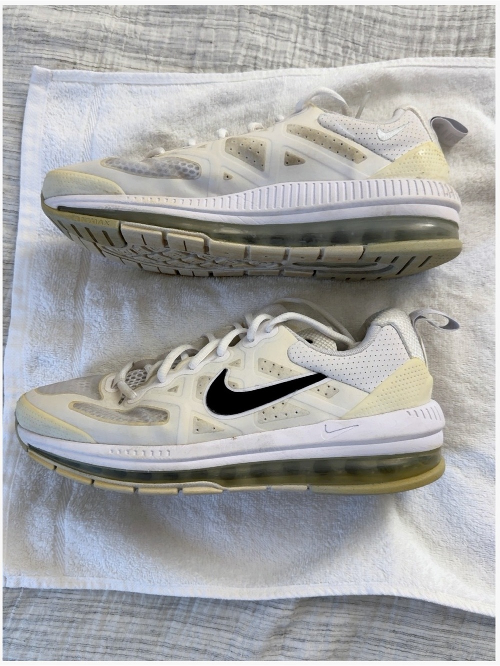 Nike White, Cream and Black Men's Air-Style Sneakers